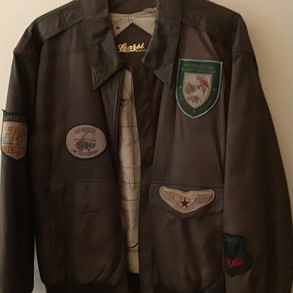 Men's Dark Brown Bomber Jacket with Patches